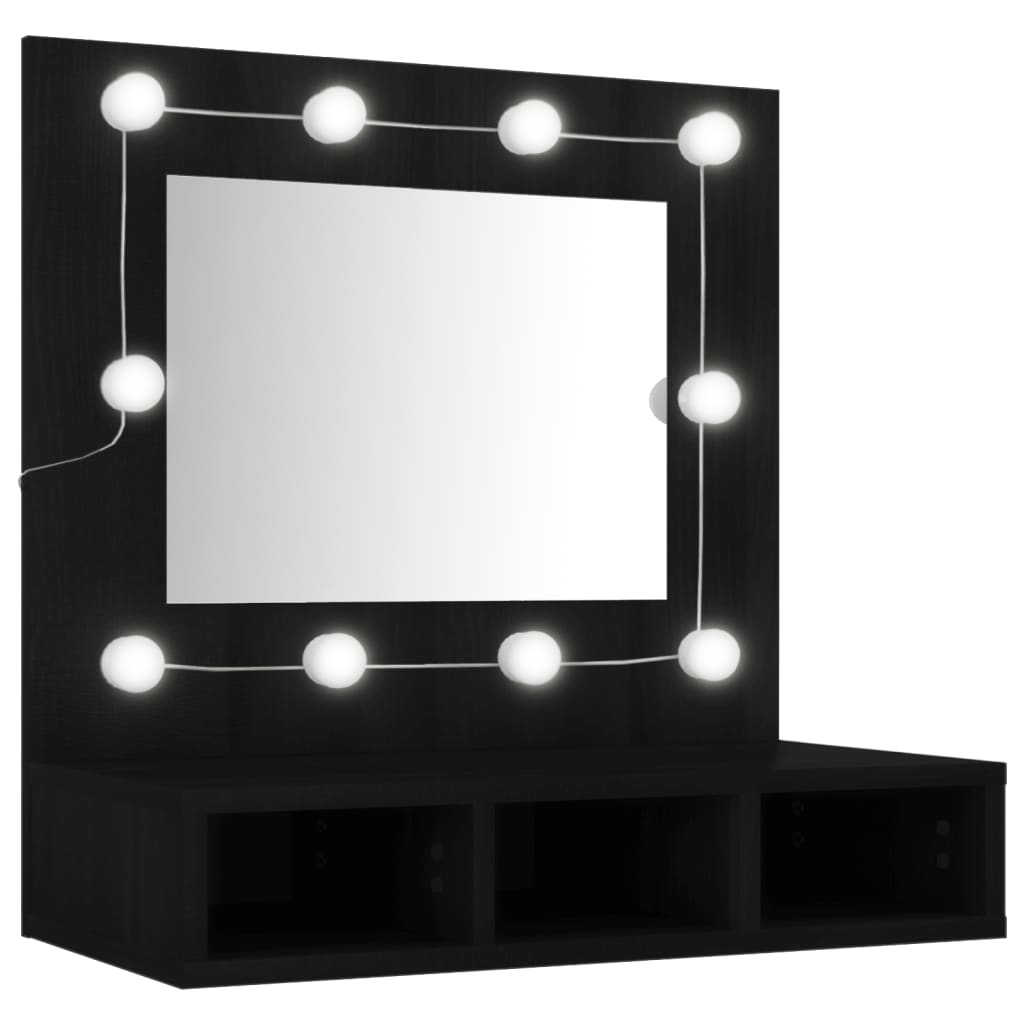 Vidaxl mueble con espejo y led negro 60x31,5x62 cm
