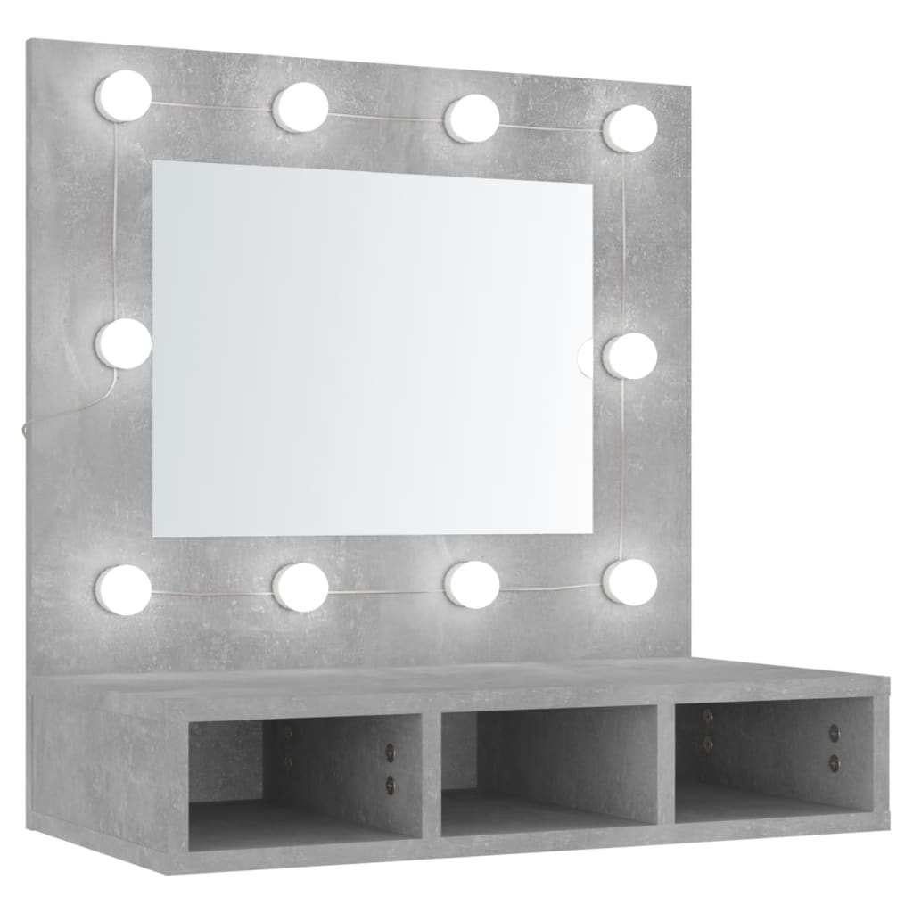 Vidaxl mueble con espejo y luces led gris hormigón 60x31,5x62 cm