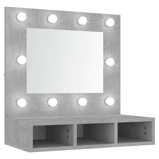 vidaXL Armário espelhado com LED 60x31,5x62 cm cinzento cimento vidaXL Armário espelhado com LED 60x31,5x62 cm cinzento cimento