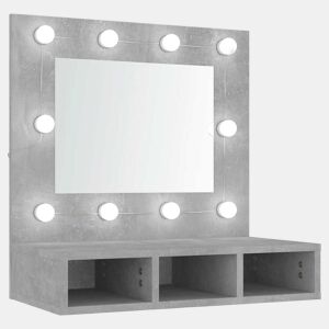 vidaXL Armário espelhado com LED 60x31,5x62 cm cinzento cimento