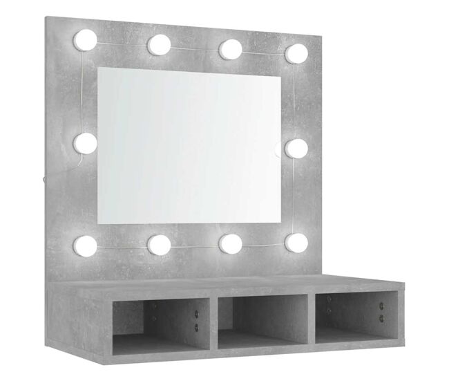 Vidaxl mueble con espejo y luces led gris hormigón 60x31,5x62 cm