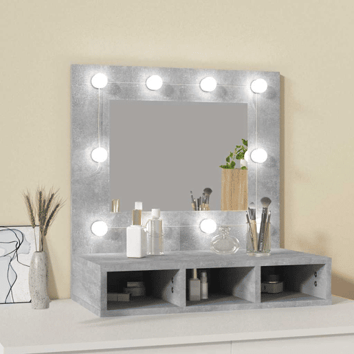 vidaXL Armário espelhado com LED 60x31,5x62 cm cinzento cimento vidaXL Armário espelhado com LED 60x31,5x62 cm cinzento cimento