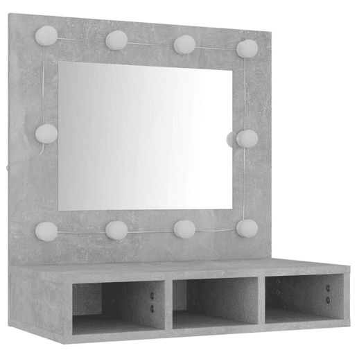 vidaXL Armário espelhado com LED 60x31,5x62 cm cinzento cimento vidaXL Armário espelhado com LED 60x31,5x62 cm cinzento cimento