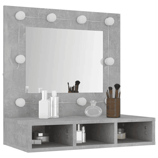 vidaXL Armário espelhado com LED 60x31,5x62 cm cinzento cimento vidaXL Armário espelhado com LED 60x31,5x62 cm cinzento cimento