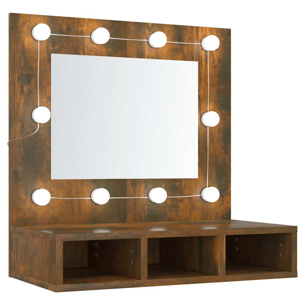 Vidaxl mueble con espejo y led color roble ahumado 60x31,5x62 cm