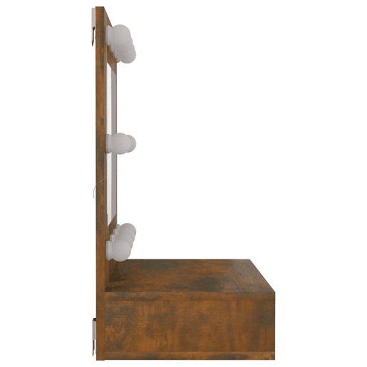 vidaXL Armário espelhado com LED 60x31,5x62 cm carvalho fumado