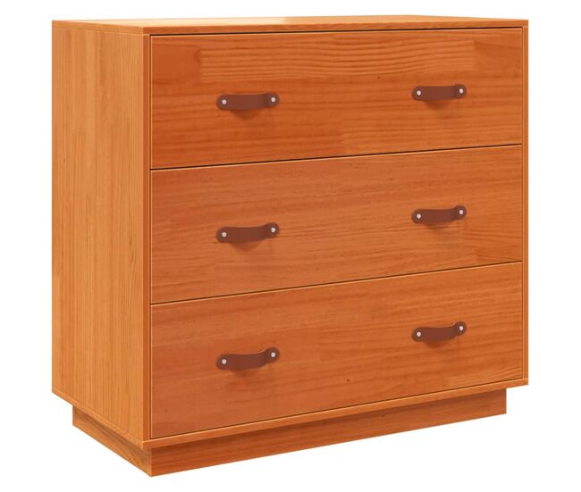 Vidaxl aparador de madera maciza de pino marrón cera 80x40x75 cm
