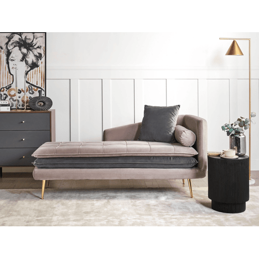 Beliani Chaise longue à direita Veludo GONESSE