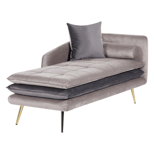 Beliani Chaise longue à direita Veludo GONESSE