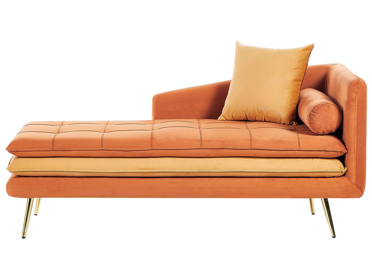 Beliani Chaise longue derecho Terciopelo GONESSE Naranja