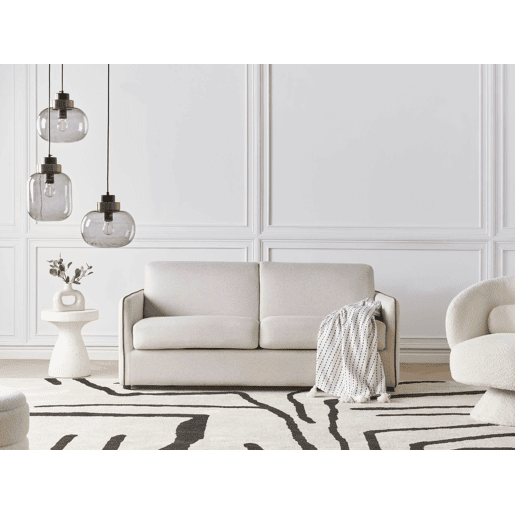Sofá-cama ISHOJ Tecido Creme claro 2 lugares