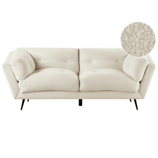 Sofá LENVIK Bouclé Branco 3 lugares Sofá LENVIK Bouclé Branco 3 lugares