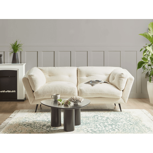 Sofá LENVIK Bouclé Branco 3 lugares Sofá LENVIK Bouclé Branco 3 lugares