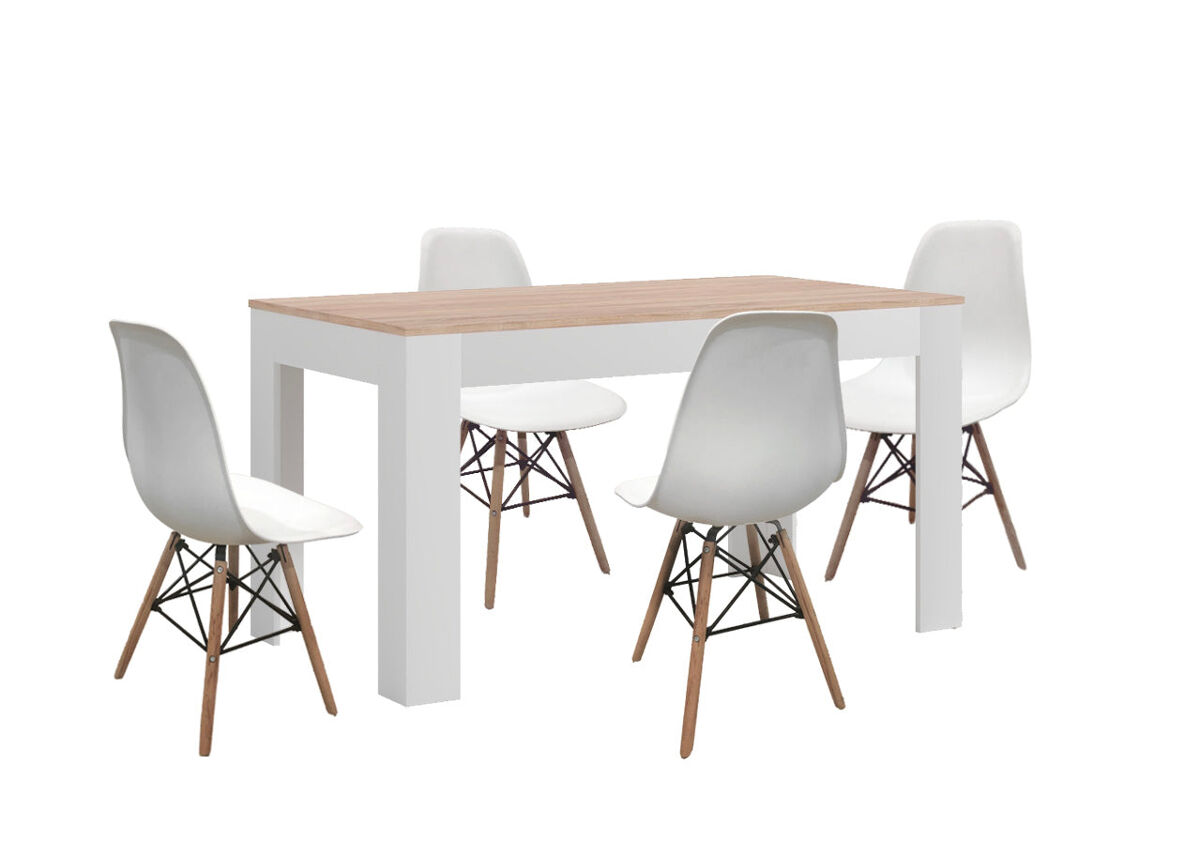 Mesa Extensible de Comedor o Cocina + 4 Sillas Estilo Nordico