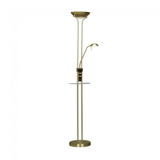 Lámpara de pie LED con repisa Olimpia (18W+5W) Cristal - Metal