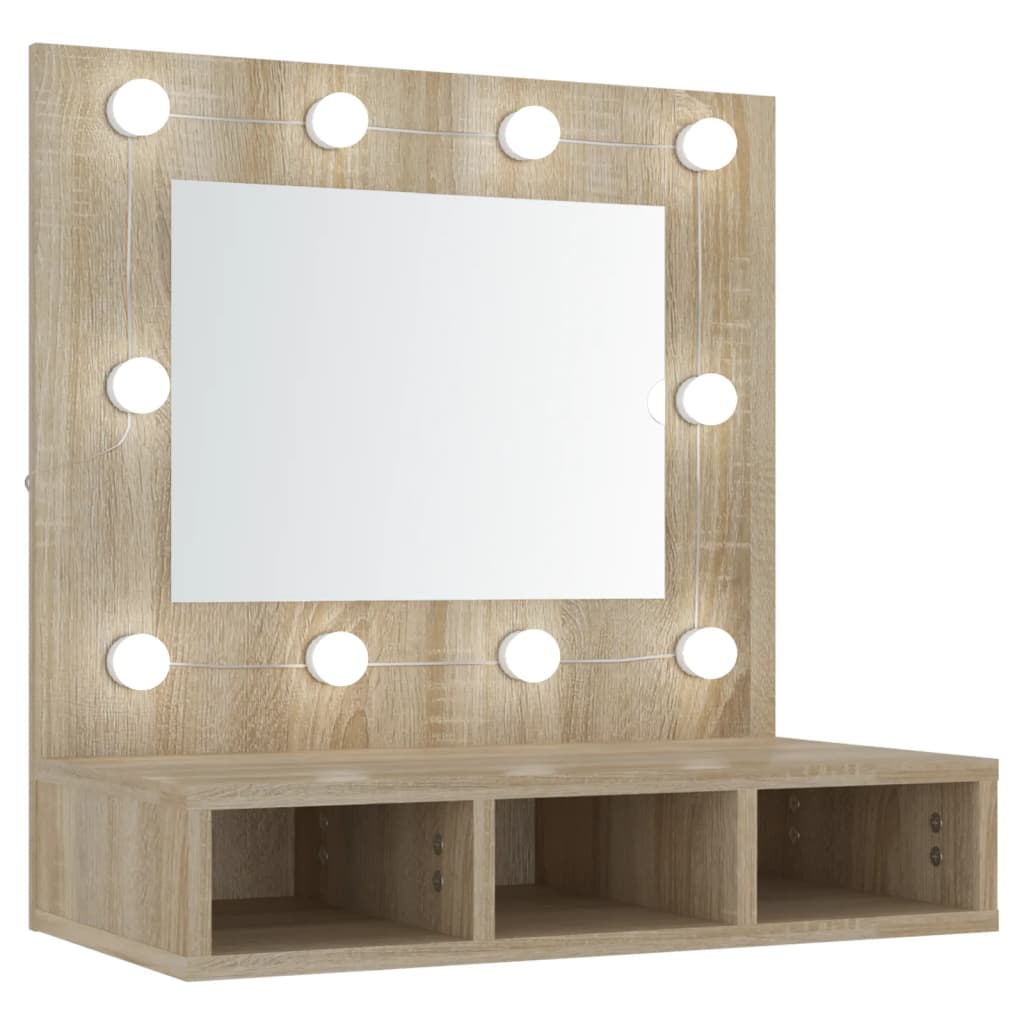 Vidaxl mueble con espejo y luces led roble sonoma 60x31,5x62 cm