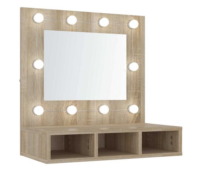 Vidaxl mueble con espejo y luces led roble sonoma 60x31,5x62 cm
