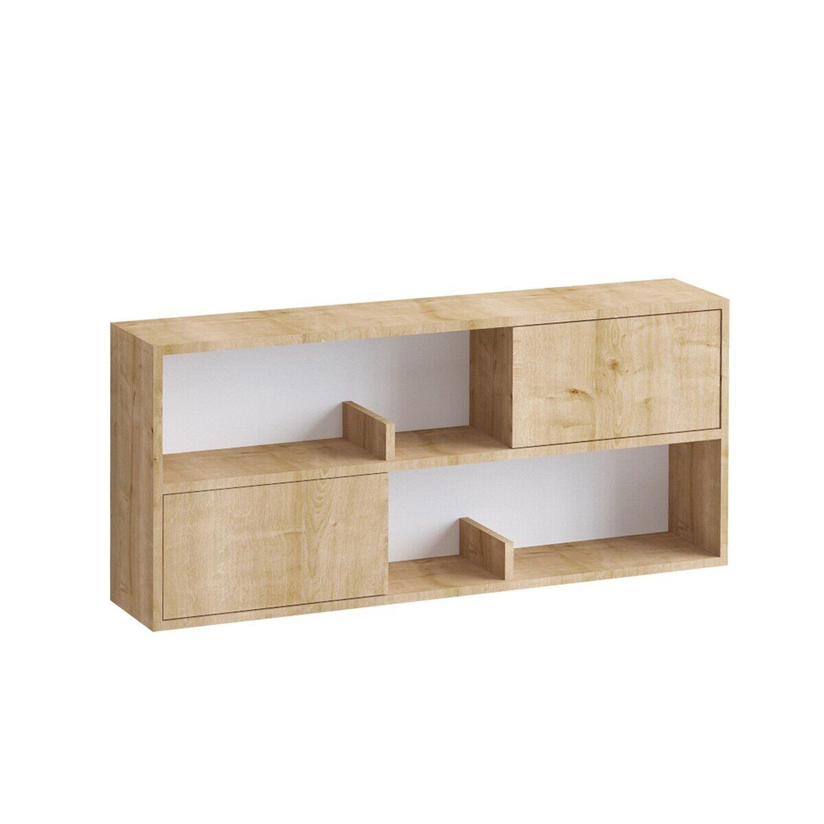 Estante suspendido con 2 puertas y 2 nichos abiertos decorado en madera de roble l120 cm - lya