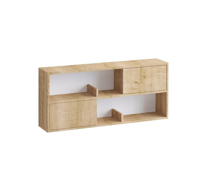 Estante suspendido con 2 puertas y 2 nichos abiertos decorado en madera de roble l120 cm - lya