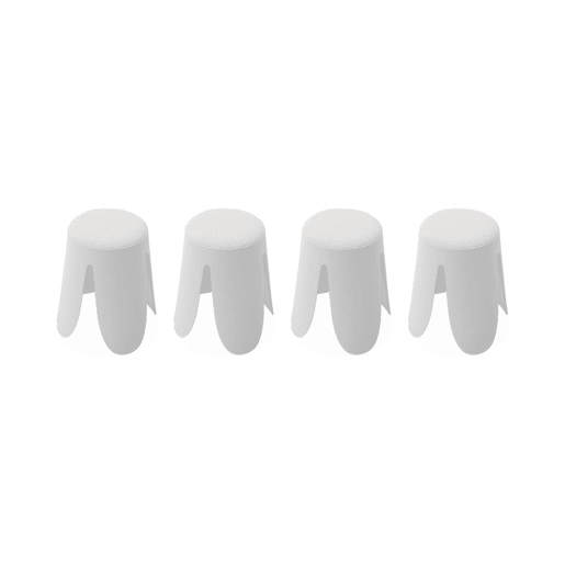Bancos empilháveis, tecido felpudo texturado, set de 4, Niki, Branco, 44x30x46 cm
