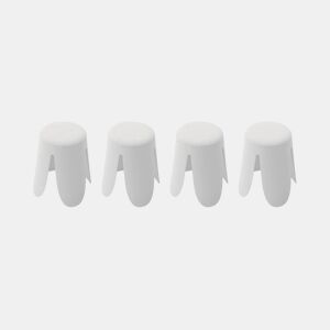 Bancos empilháveis, tecido felpudo texturado, set de 4, Niki, Branco, 44x30x46 cm