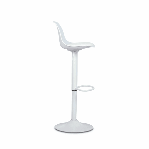 Banco alto de cozinha regulável em pele sintética, set de 2, Noah, Branco, 38.5x42x83 cm