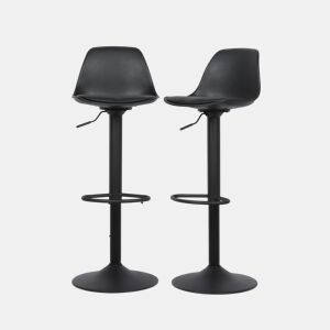 Banco alto de cozinha regulável em pele sintética, set de 2, Noah, Preto, 38.5x42x83 cm