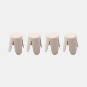 Bancos empilháveis, tecido felpudo texturado, set de 4, Niki, Beige, 44x30x46 cm
