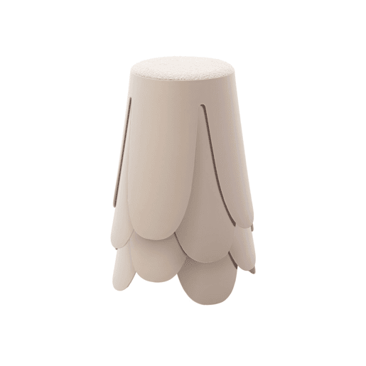 Bancos empilháveis, tecido felpudo texturado, set de 4, Niki, Beige, 44x30x46 cm