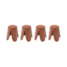 Bancos empilháveis, tecido felpudo texturado, set de 4, Niki, Terracota, 44x30x46 cm