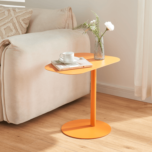 Mesa de apoio Nastätten trapezoidal interiorexterior em metal 50x50x38cm - Laranja en.casa