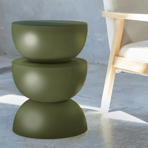 Mesa auxiliar, mesa de centro, mesa de cabeceira em metal, Coumba, Verde, 32x32x46.5 cm