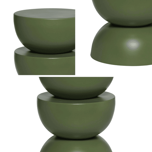 Mesa auxiliar, mesa de centro, mesa de cabeceira em metal, Coumba, Verde, 32x32x46.5 cm
