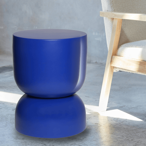 Mesa de apoio, mesa lateral, mesa de cabeceira metal, Madi, Azul, 32x32x42 cm