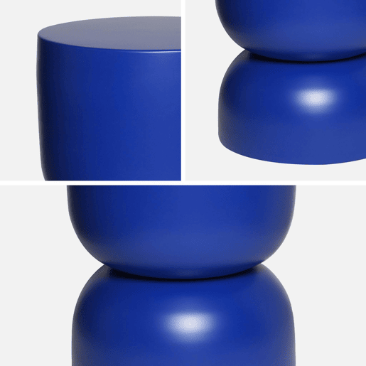 Mesa de apoio, mesa lateral, mesa de cabeceira metal, Madi, Azul, 32x32x42 cm