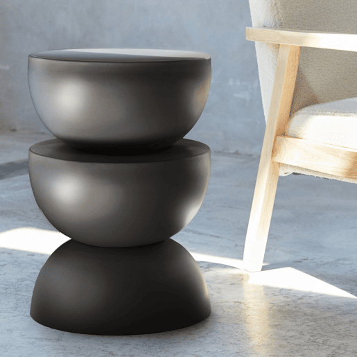 Mesa auxiliar, mesa de centro, mesa de cabeceira em metal, Coumba, Preto, 32x32x46.5 cm