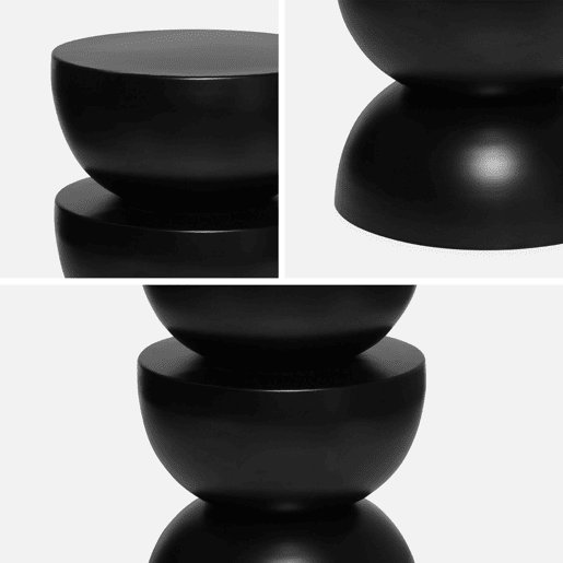 Mesa auxiliar, mesa de centro, mesa de cabeceira em metal, Coumba, Preto, 32x32x46.5 cm