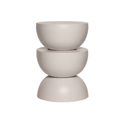 Mesa auxiliar, mesa de centro, mesa de cabeceira em metal, Coumba, Creme, 32x32x46.5 cm