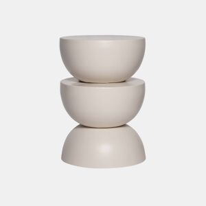 Mesa auxiliar, mesa de centro, mesa de cabeceira em metal, Coumba, Creme, 32x32x46.5 cm