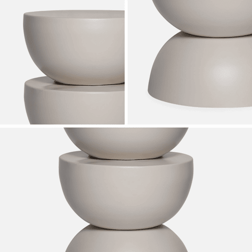 Mesa auxiliar, mesa de centro, mesa de cabeceira em metal, Coumba, Creme, 32x32x46.5 cm
