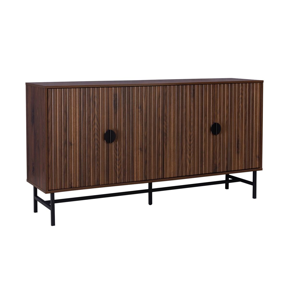 Aparador con efecto madera de 4 puertas, 157.5cm 157 Madera Oscura
