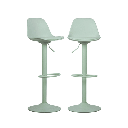 Banco alto de cozinha regulável em pele sintética, set de 2, Noah, Verde celadon, 38.5x42x83 cm