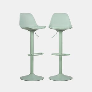 Banco alto de cozinha regulável em pele sintética, set de 2, Noah, Verde celadon, 38.5x42x83 cm