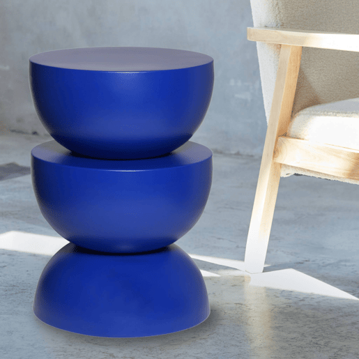 Mesa auxiliar, mesa de centro, mesa de cabeceira em metal, Coumba, Azul, 32x32x46.5 cm