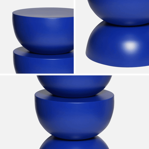 Mesa auxiliar, mesa de centro, mesa de cabeceira em metal, Coumba, Azul, 32x32x46.5 cm