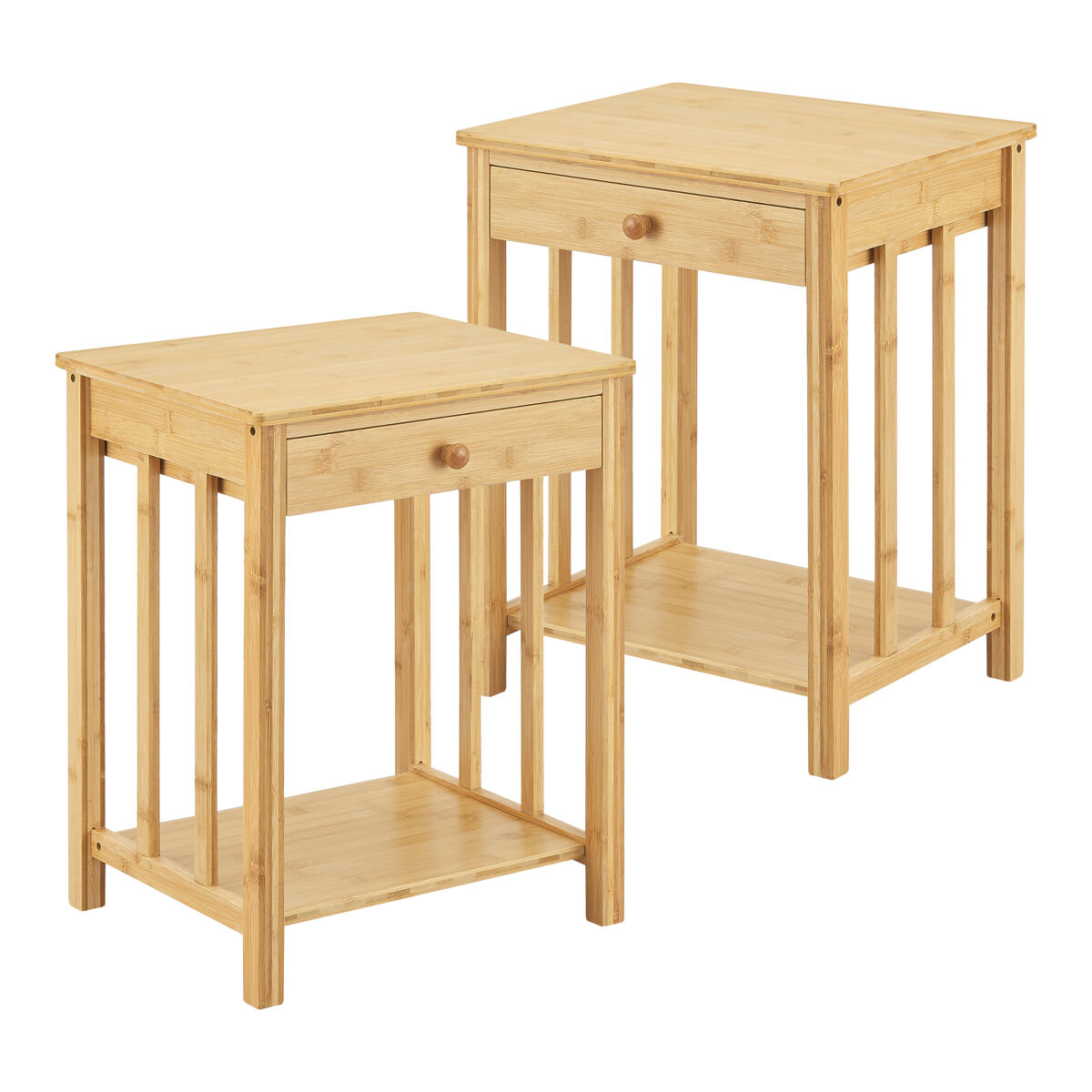 Set de 2 mesas de noche ranua con cajón bambú 51x40x35 cm - natural [en.casa]