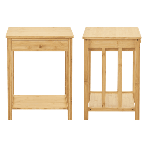 Conjunto de 2 mesas-de-cabeceira Ranua com gaveta em bambu 51x40x35 cm - Natural en.casa
