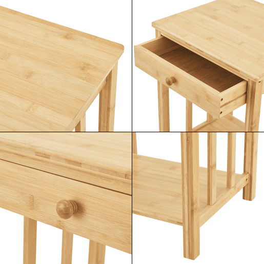Conjunto de 2 mesas-de-cabeceira Ranua com gaveta em bambu 51x40x35 cm - Natural en.casa