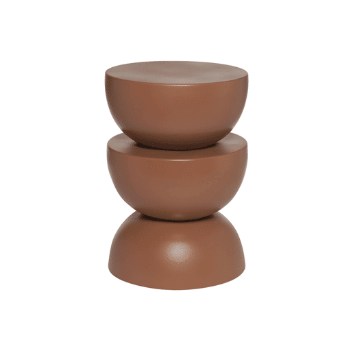 Mesa auxiliar, mesa de centro, mesa de cabeceira em metal, Coumba, Terracota, 32x32x46.5 cm