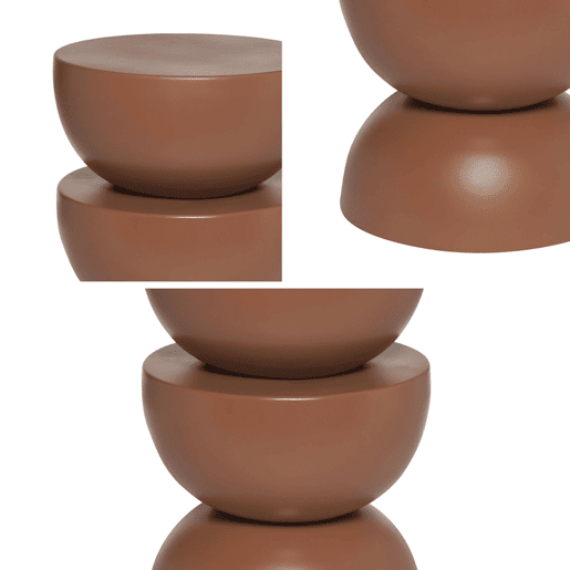 Mesa auxiliar, mesa de centro, mesa de cabeceira em metal, Coumba, Terracota, 32x32x46.5 cm